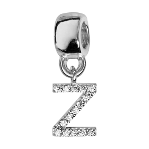 CHARMS COULISSANT ARGENT RHODIÉ INITIALE SUSPENDUE Z EMPIERREE