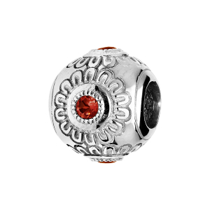 CHARMS COULISSANT ARGENT RHODIÉ 1 PIERRE GRENAT VÉRITABLE