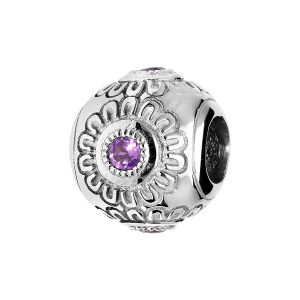 CHARMS COULISSANT ARGENT RHODIÉ 1 PIERRE AMETHYSTE VÉRITABLE