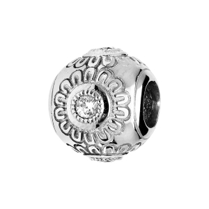 CHARMS COULISSANT ARGENT RHODIÉ 1 PIERRE TOPAZE BLANCHE VÉRITABLE