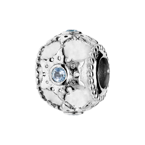 CHARMS COULISSANT ARGENT RHODIÉ 1 PIERRE TOPAZE VÉRITABLE BLEU CIEL