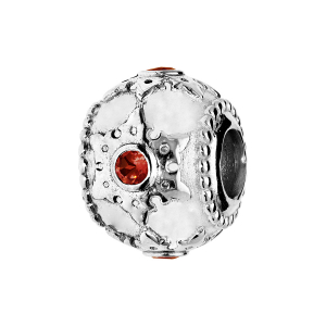 CHARMS COULISSANT ARGENT RHODIÉ 1 PIERRE GRENAT VÉRITABLE