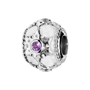 CHARMS COULISSANT ARGENT RHODIÉ 1 PIERRE AMETHYSTE VÉRITABLE