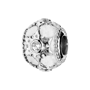 CHARMS COULISSANT ARGENT RHODIÉ 1 PIERRE TOPAZE BLANCHE VÉRITABLE