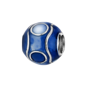CHARMS COULISSANT ARGENT RHODIÉ ZIG ZAG RÉSINE BLEUE