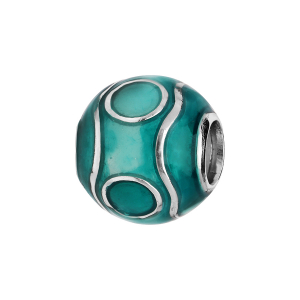 CHARMS COULISSANT ARGENT RHODIÉ ZIG ZAG RÉSINE COULEUR TURQUOISE