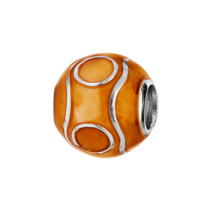 CHARMS COULISSANT ARGENT RHODIÉ ZIG ZAG RÉSINE ORANGE
