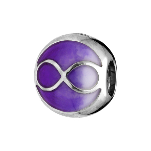 CHARMS COULISSANT ARGENT RHODIÉ INFINI RÉSINE VIOLETTE