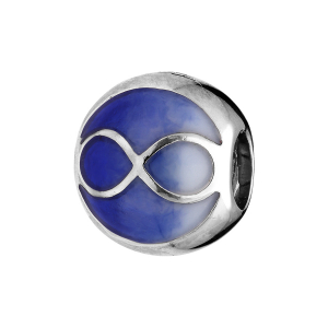 CHARMS COULISSANT ARGENT RHODIÉ INFINI RÉSINE BLEUE