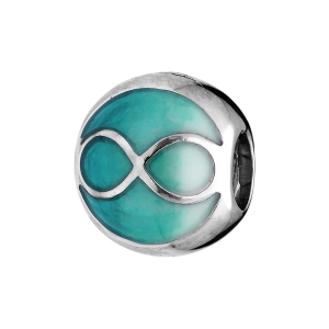 CHARMS COULISSANT ARGENT RHODIÉ INFINI RÉSINE COULEUR TURQUOISE