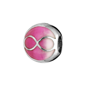 CHARMS COULISSANT ARGENT RHODIÉ INFINI RÉSINE FUSCHIA
