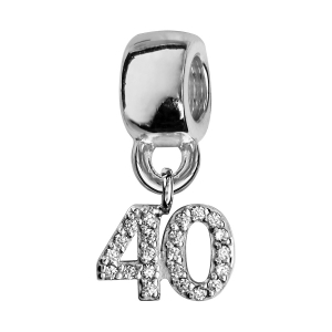 CHARMS COULISSANT ARGENT RHODIÉ CHIFFRE SUSPENDU 40 EMPIERRE