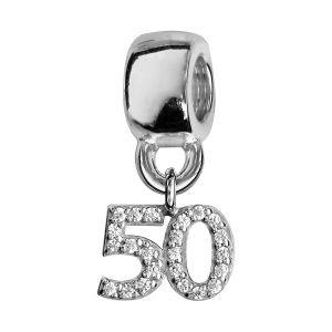 CHARMS COULISSANT ARGENT RHODIÉ CHIFFRE SUSPENDU 50 EMPIERRE