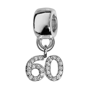CHARMS COULISSANT ARGENT RHODIÉ CHIFFRE SUSPENDU 60 EMPIERRE