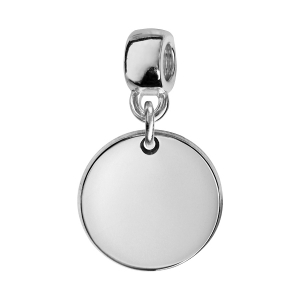 CHARMS COULISSANT ARGENT RHODIÉ ROND 17MM VIERGE A GRAVER