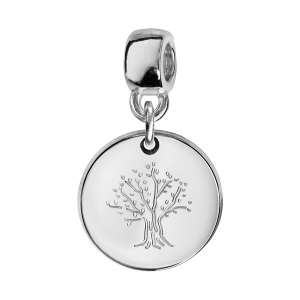 CHARMS COULISSANT ARGENT RHODIÉ ROND ARBRE DE VIE