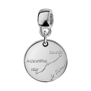 CHARMS COULISSANT ARGENT RHODIÉ ROND COURBE D'AMOUR