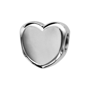 CHARMS COULISSANT ARGENT RHODIÉ COEUR LISSE MODERNE A GRAVER