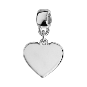 CHARMS COULISSANT ARGENT RHODIÉ COEUR VIERGE A GRAVER.