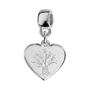 CHARMS COULISSANT ARGENT RHODIÉ COEUR ARBRE DE VIE