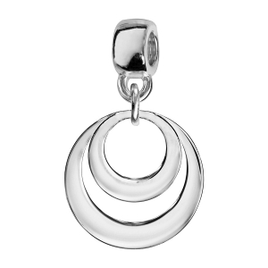 CHARMS COULISSANT ARGENT RHODIÉ 2 CERCLES 19MM A PERSONNALISER