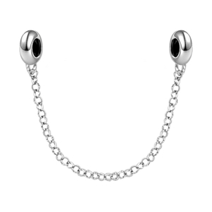 CHAINETTE DE SECURITE ARGENT RHODIÉ 55MM AVEC STOPPERS