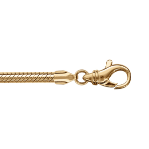 BRACELET VERMEIL CHAINE TUBE SERPENT POUR COULISSANT 22CM MOUSQUETON