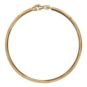 BRACELET JONC VERMEIL MASSIF FIL 3MM DIAM 66 NON ARTICULE AVEC MOUSQUETON POUR CHARMS