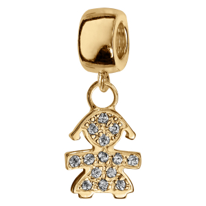 CHARMS COULISSANT VERMEIL SUSPENDU PETITE FILLE AVEC PIERRES SYNTHETIQUE BLANCHES
