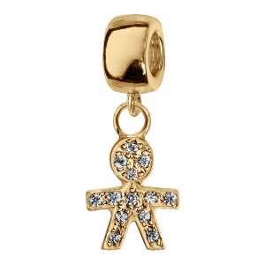 CHARMS COULISSANT VERMEIL SUSPENDU PETIT GARCON AVEC PIERRES SYNTHETIQUE BLANCHES