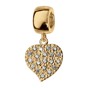 CHARMS COULISSANT VERMEIL SUSPENDU COEUR PLAT AVEC PIERRES BLANCHES SYNTH