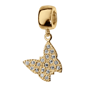 CHARMS COULISSANT VERMEIL PAPILLON AVEC PIERRES BLANCHES SYNTH