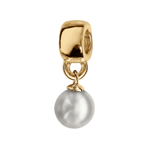 CHARMS COULISSANT VERMEIL SUSPENDU PERLE BLANCHE SYNTHETIQUE 8MM