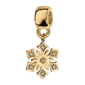 CHARMS COULISSANT VERMEIL SUSPENDU FLOCON DE NEIGE OXYDES BLANCS SERTIS