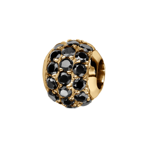 CHARMS COULISSANT VERMEIL BOULE 3 RANGS PIERRES NOIRES SERTIS SYNTH