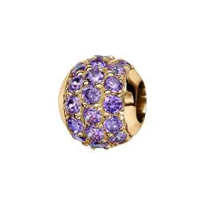 CHARMS COULISSANT VERMEIL BOULE PIERRES MAUVES SERTIS SYNTHETIQUE