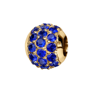 CHARMS COULISSANT VERMEIL BOULE PIERRES BLEU FONCE SERTIS SYNTHETIQUE