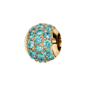 CHARMS COULISSANT VERMEIL BOULE PIERRES BLEU CIEL SYNTHETIQUE SERTIS