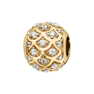 CHARMS COULISSANT VERMEIL BOULE ECAILLES OXYDES BLANCS
