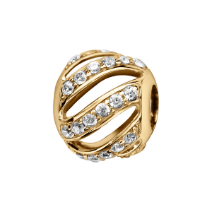 CHARMS COULISSANT VERMEIL BOULE BANDES AJOUREES OXYDES BLANCS
