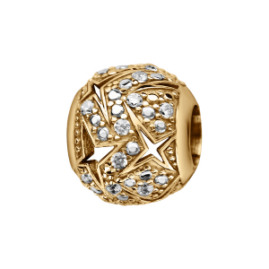 CHARMS COULISSANT VERMEIL BOULE EOILES AJOUREES OXYDES BLANCS