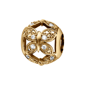 CHARMS COULISSANT VERMEIL BOULE PAPILLONS AJOURES OXYDES BLANCS