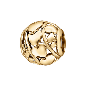 CHARMS COULISSANT VERMEIL BOULE MULTI COEURS AJOURES