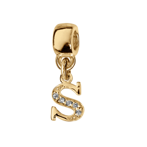 CHARMS COULISSANT VERMEIL INITIALE SUSPENDUE S EMPIERREE