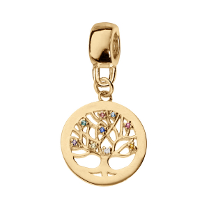CHARMS COULISSANT VERMEIL SUSPENDU ARBRE DE VIE OXYDES MULTI COULEURS SERTIS
