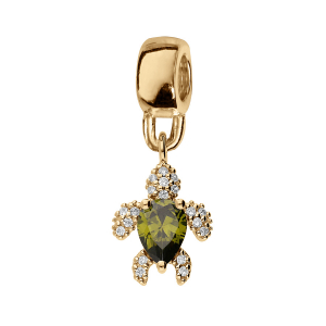 CHARMS COULISSANT VERMEIL SUSPENDU TORTUE OXYDE VERTE ET BLANCS