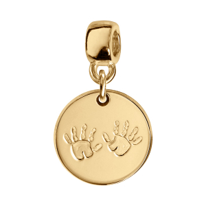 CHARMS COULISSANT VERMEIL ROND EMPREINTE 2 MAINS
