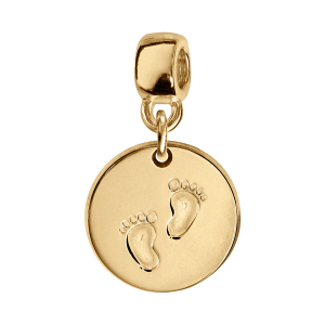 CHARMS COULISSANT VERMEIL ROND EMPREINTE 2 PIEDS