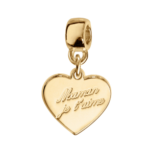 CHARMS COULISSANT VERMEIL COEUR MAMAN JE T'AIME