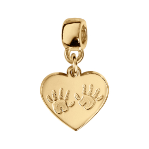CHARMS COULISSANT VERMEIL COEUR EMPREINTE 2 MAINS